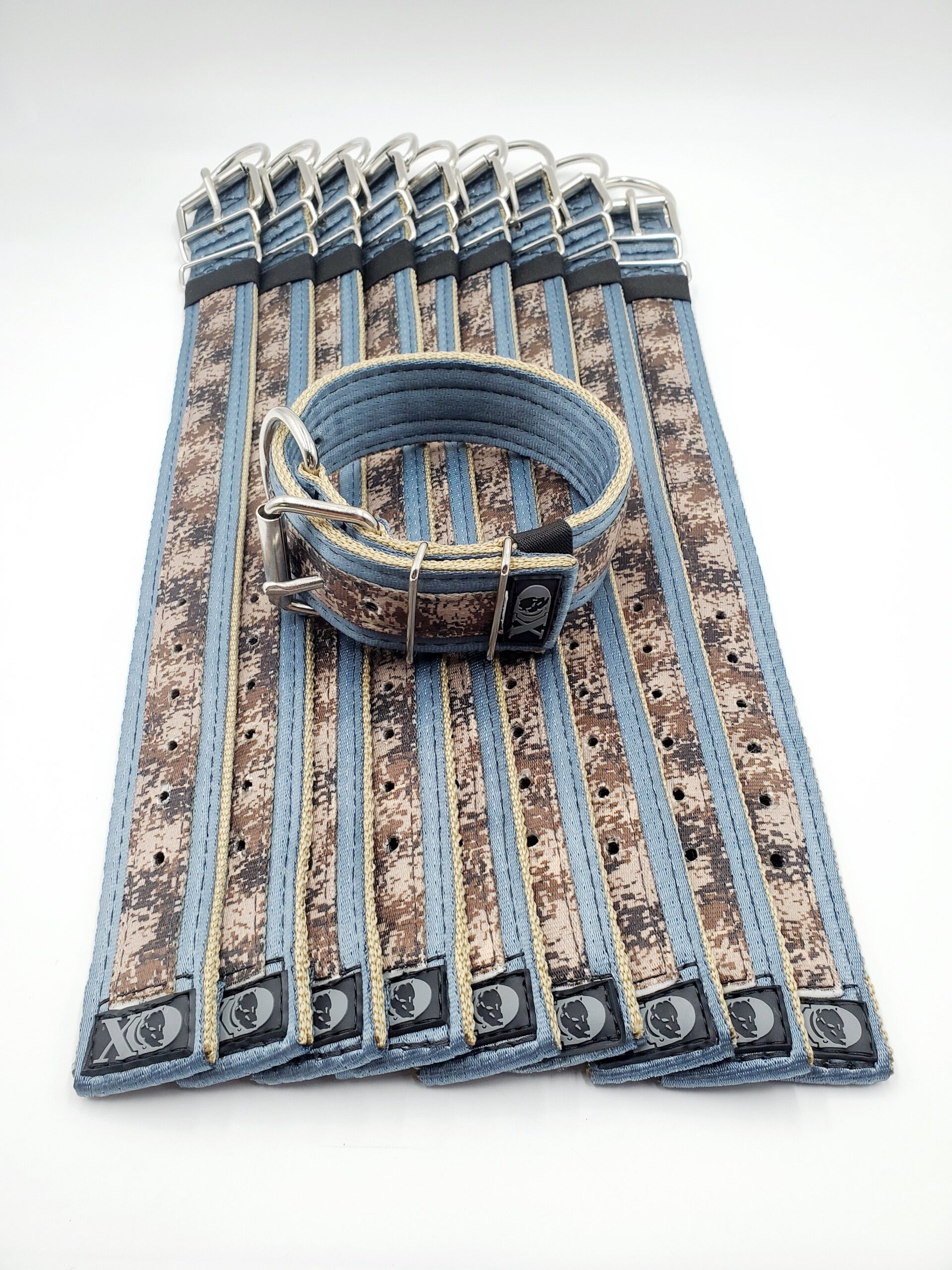 2" Wide Kennel Pack, Grey Seat Belt Outer, Tan Inner Digital Camo Desert Stripe, Black Stitch, Size 15-20" - Image 3